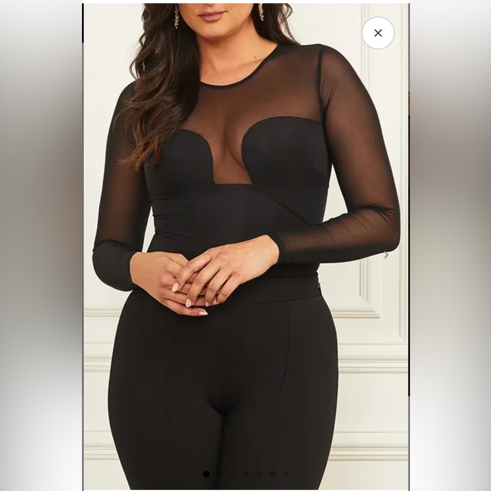 Marciano Elegant Black Sheer Mesh Top - Size XS